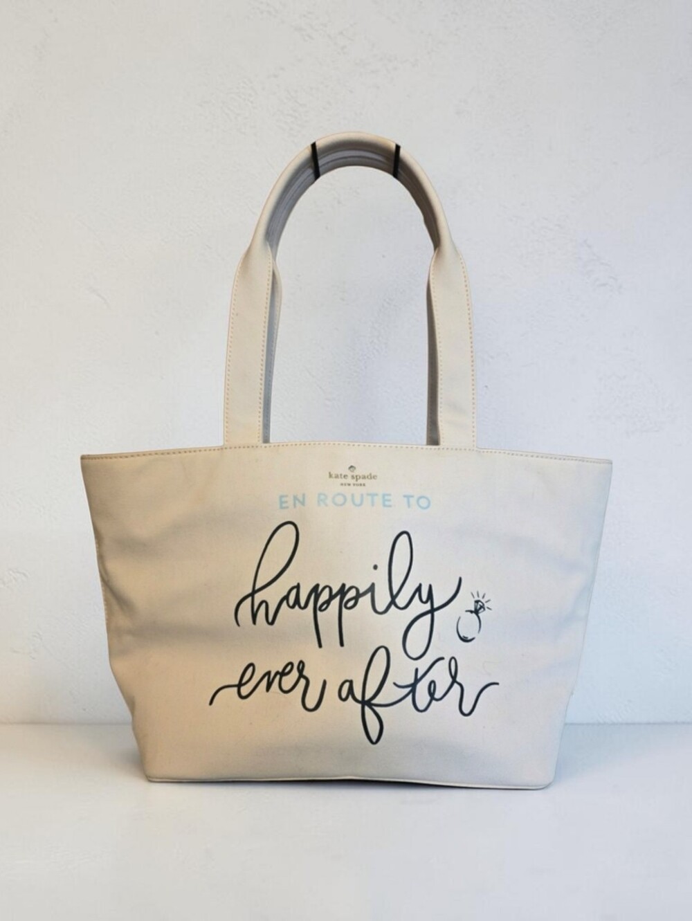 kate spade cream canvas tote with Enroute To Happily EVER AFTER &THE HONEYMOON